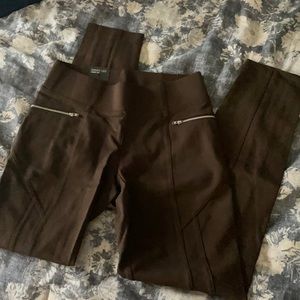 Nwt inc brown stretch skinny pants zip sides legging 0